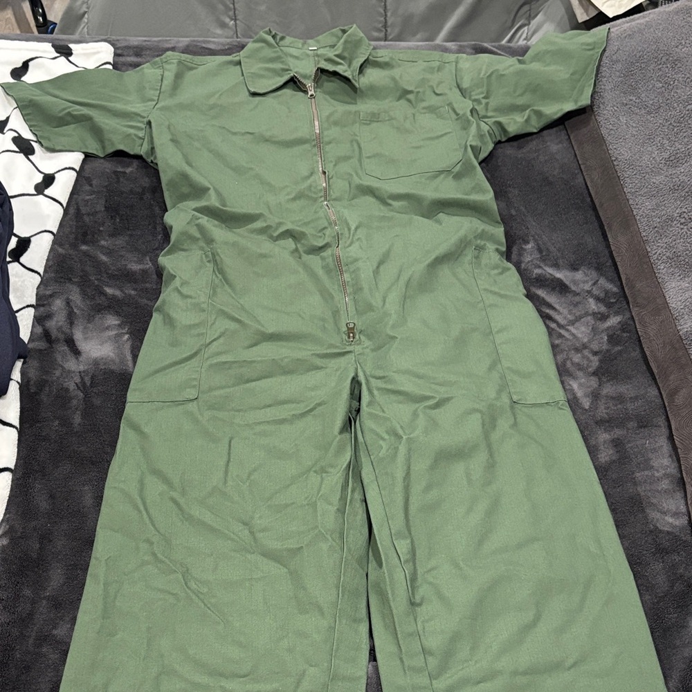 Men Green Jumpsuit with Zipper
